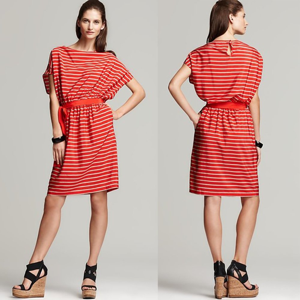 NEW DKNY short sleeve stripe dress size P